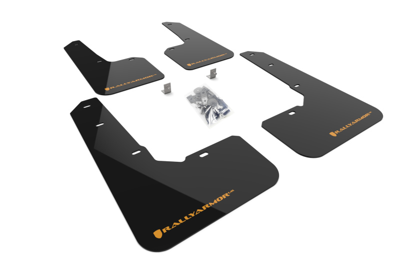 Subaru Outback Mud Flap Kit - Front + Rear - Rally Armor - UR Black Flap/Orange Logo - Black/Orange - `22-`25